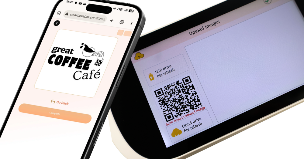 Uploading a custom design to the printer through a QR code